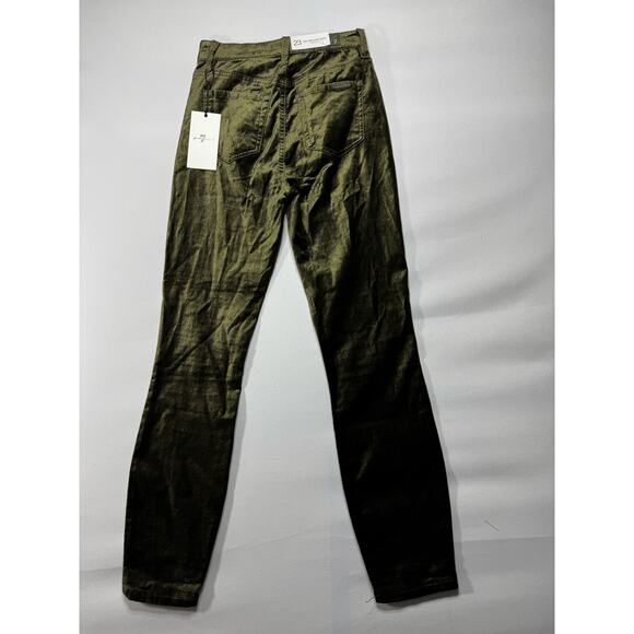 NWT 7 For All Mankind Women's High Waist Ankle Skinny Green Velvet Pants - 24x26 - Picture 2 of 8